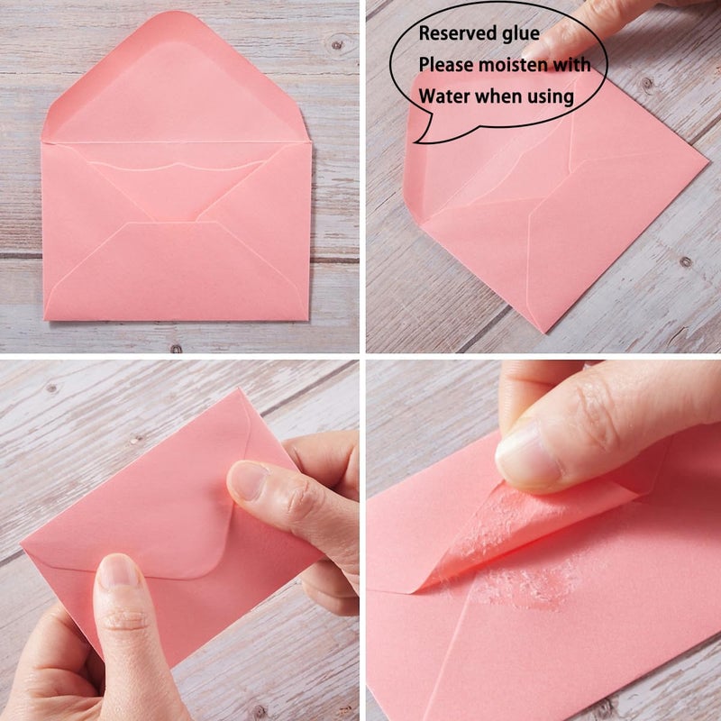 Toperd 100 Pack Mini Envelopes with Note Cards in 5 Colors for Wedding, Birthday, Baby Showers, 4 x 2.7 Inches (Purple) - Image 5